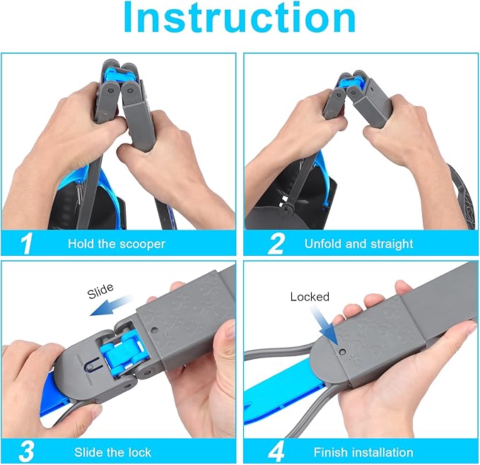 PPOGOO Non-Breakable Pooper Scooper for Large Medium Small Dogs with 24.3inch Long Handle High Strength Material Durable Spring, Easy Grass and Gravel Pick Up-Mewly Pet