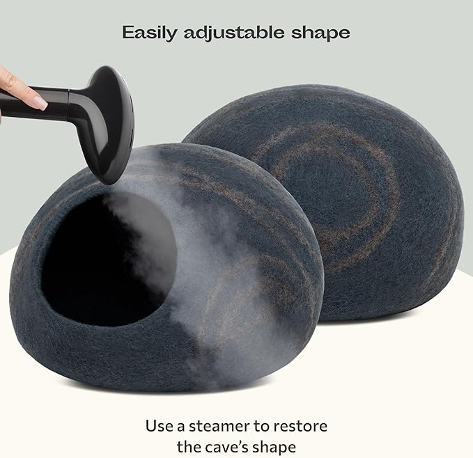 MEOWFIA Premium Felt Cat Bed Cave - Handmade 100% Merino Wool Bed for Cats and Kittens (Large, Slate Grey)-Mewly Pet