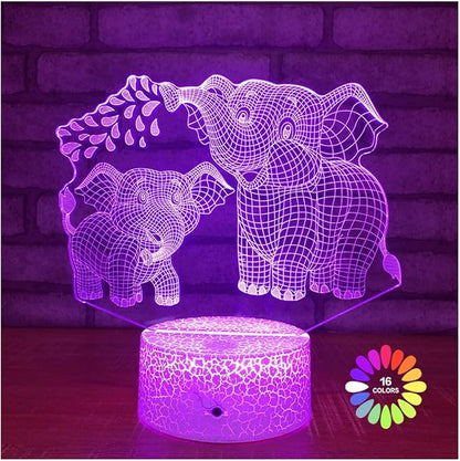 Elephant 3D Night Light for Kids 3D Lamp with 16 Colors Changing Remote Control Elephant Toys 10 9 3 5 2 8 1 7 6 4 Year Old Girls Women Baby Boys Gifts