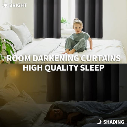 BGment Blackout Curtains - Grommet Thermal Insulated Room Darkening Bedroom and Living Room Curtain, Set of 2 Panels (52 x 54 Inch, Dark Grey)