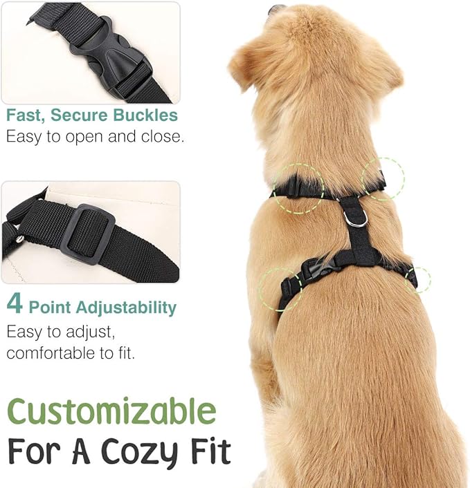 Dog Seat Belt, Safety Vest Dog Car Harness with Adjustable Buckle Dog Seat Belt for Vehicle Nylon Pet Safety Seat Belts Heavy Duty(M, Black)-Mewly Pet