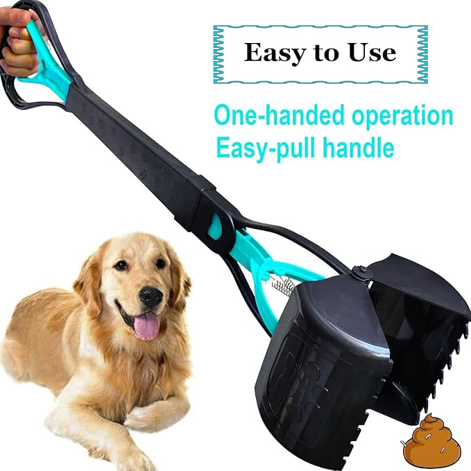 2-Piece Pooper Scooper for Large Medium & Small Dogs Heavy Duty,Long Handled Dog Poop Scooper for Grass,Durable Dog Poop Pick Up Tool-Mewly Pet