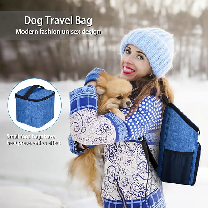 BAGLHER丨Dog Travel Bag, Airline Approved Pet Supplies Backpack, Dog Travel Backpack with 2 Silicone Collapsible Bowls and 2 Food Baskets-Mewly Pet