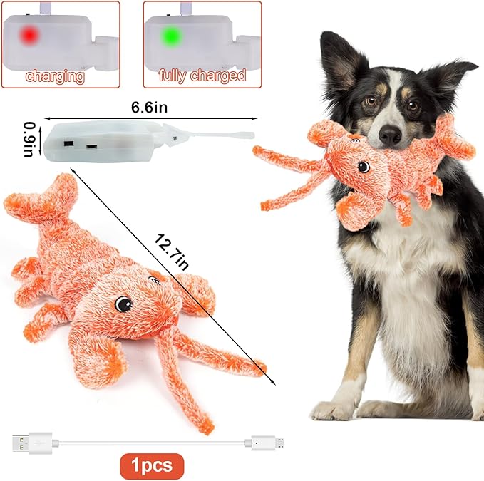 BABORUI Dog Toys, Interactive Dog Toys to Keep Them Busy, Wiggly Lobster Dog Toy for Boredom, Rechargeable Moving Dog Chew Toys for Small/Medium/Large Dogs/Puppy Toys-Mewly Pet