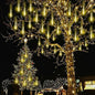 Kwaiffeo Warm White Icicle Lights Outdoor, 16-Tube Meteor Shower Lights for Christmas Thanksgiving New Year Party Yard Wedding Decor, Equivalent to 2 Sets of 8-Tubes