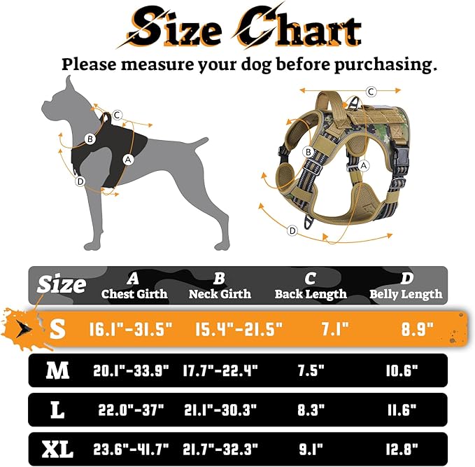 rabbitgoo Dog Harness Small Sized No Pull, Tactical Service Pet Vest with Molle and Control Handle, Adjustable and Reflective Military Harness for Easy Walking and Training, Brown camo, S-Mewly Pet