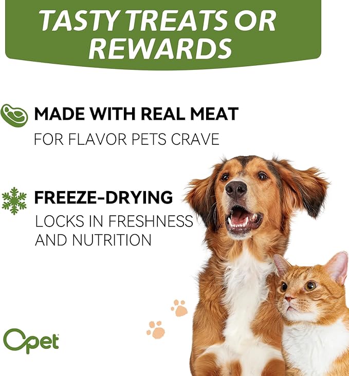 OPET Freeze Dried Chicken Cat Treats, Single Ingredient Grain Free High Protein Pet Food for Cats and Dogs, Healthy Training Snacks, Freeze Dried Cat Food (Chicken Breast, 1.48 Ounce)-Mewly Pet