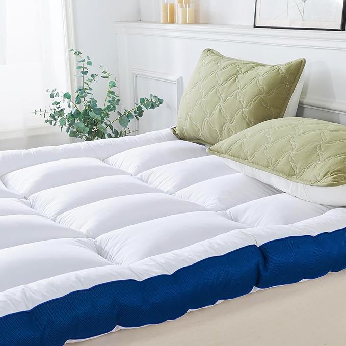 WhatsBedding 5 Inch Memory Foam Twin Mattress Topper 100% Cotton Top, Filled with Breathable & Soft Memory Foam Pillow Top,4 Elastic Straps, 75x39x5 Inch, Twin