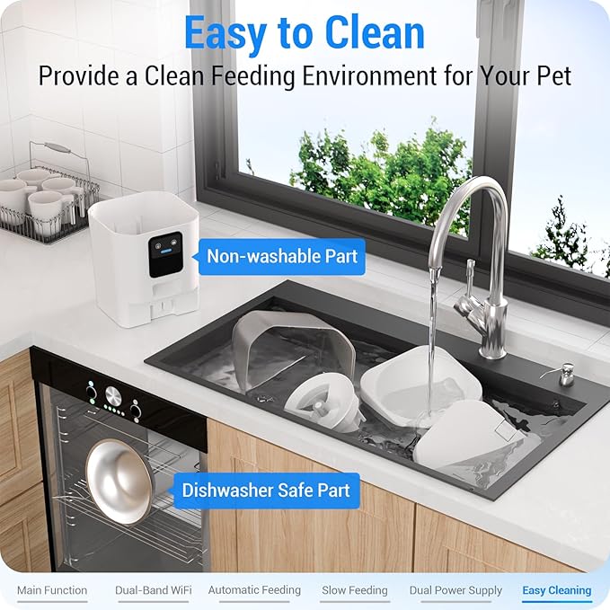 Automatic Cat Feeder with Slow Feed: 5G WiFi Automatic Dog Feeder with APP Control, 7L Auto Cat Food Dispenser with Alexa for Multiple Pets, Detachable for Easy Cleaning - 29 Cup-Mewly Pet