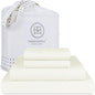 Threadmill California-King Sheets - 800 Thread Count Jacquard Celine Ivory, 100% Pure Cotton 4 Piece Striped Bed Set, Extra Long Staple Cotton, Luxury Damask Sheets with Elasticized Deep Pocket