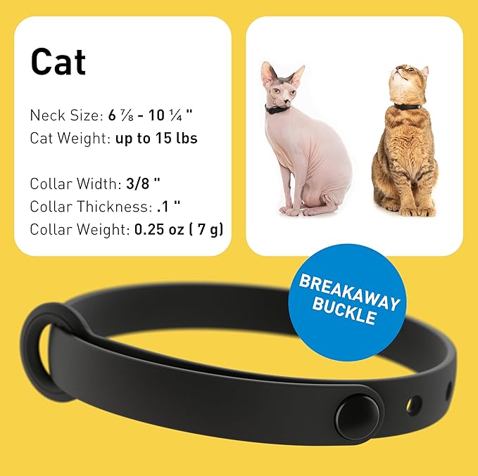 Silicone Cat Collars 2 Pack - Soft, Comfortable, and Lightweight Safety Breakaway Collar with Name Tag Ring for Outdoor Cats and Sensitive Skin Kittens by Nuvuq (6 ⅞" to 10 ¼", Black)-Mewly Pet