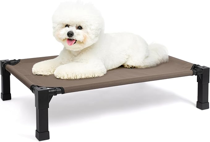 Heeyoo Elevated Dog Bed, Cooling Raised Pet Cot with Chew Proof Washable Breathable Mesh and Metal Frame, Portable Dog Cot Bed with No-Slip Feet for Outdoor or Indoor Use-Mewly Pet