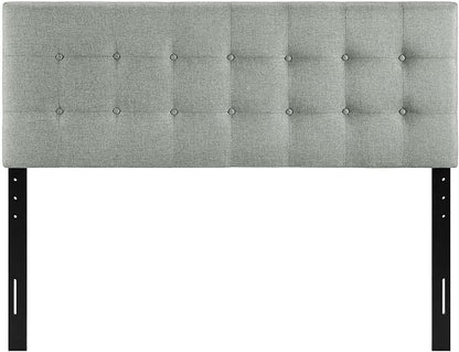 Modway Emily Tufted Button Linen Fabric Upholstered Full Headboard in Gray