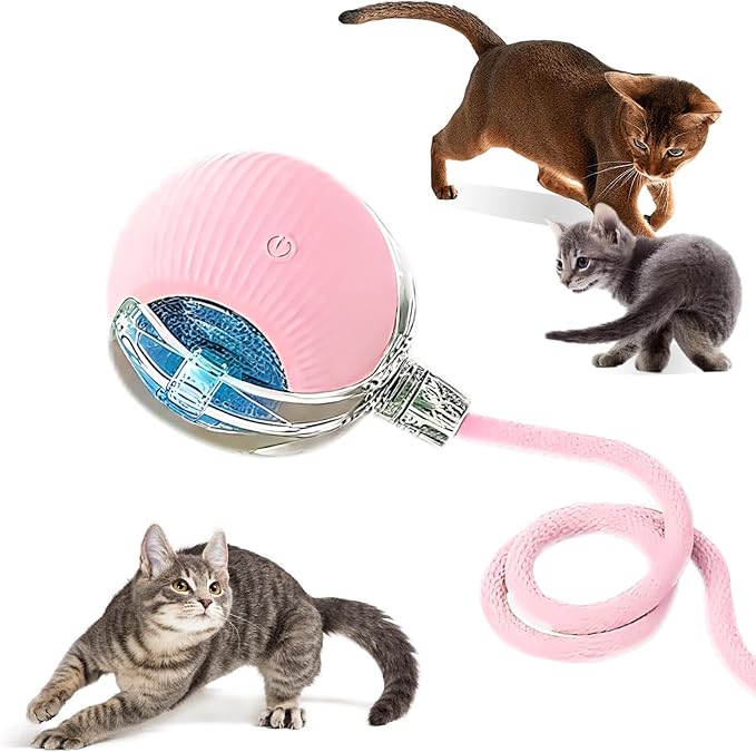Cat Ball Toy,New Interactive Rolling Cats Dog Toy Balls 360° Smart Automatic Rolling Pet Ball, Fast Moving Toy for Dog,Interactive Toys for Cats (Pink)-Mewly Pet