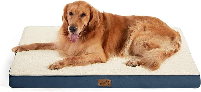 Bedsure XL Dog Beds Large Sized Dog -Orthopedic Flat Extra Large Pet Beds with Removable Washable Cover, Egg Crate Foam Mat, Suitable for Pet Up to 100 lbs-Mewly Pet