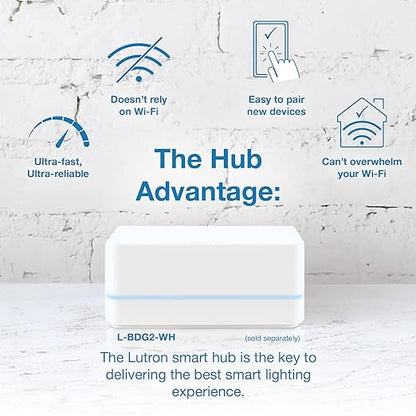 Lutron Caseta Original Smart Light Switch (Lutron Smart Hub Required), for Home, LED Lights, and Fans, 6 Amp, Single-Pole/3-Way, Neutral Required, PD-6ANS-LA-6-Pack, Almond, 6 Pack