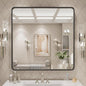 LOAAO 30x30 Inch Black Metal Framed Bathroom Mirror for Wall, Matte Black Bathroom Vanity Mirror Farmhouse, Large Rounded Rectangle Mirror, Anti-Rust, Hangs Horizontally or Vertically