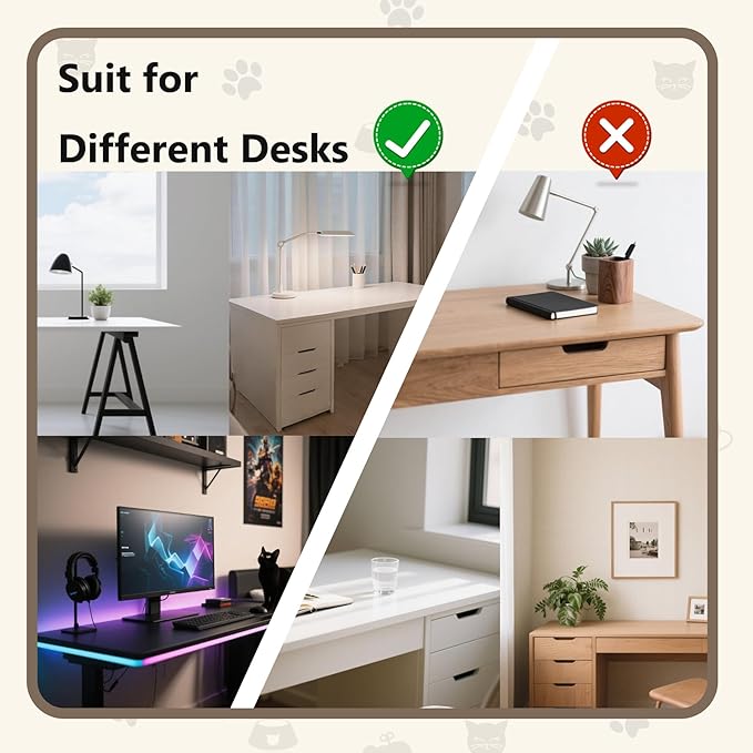 Cat Desk Bed with Summer Colling Mat, 360° Rotating & Height Adjustable Indoor Cat Nest, Large Desktop Cats Perch for Home Offcice Space Saving, Supports Up to 40 lbs, Machine Washable Removable Cover-Mewly Pet