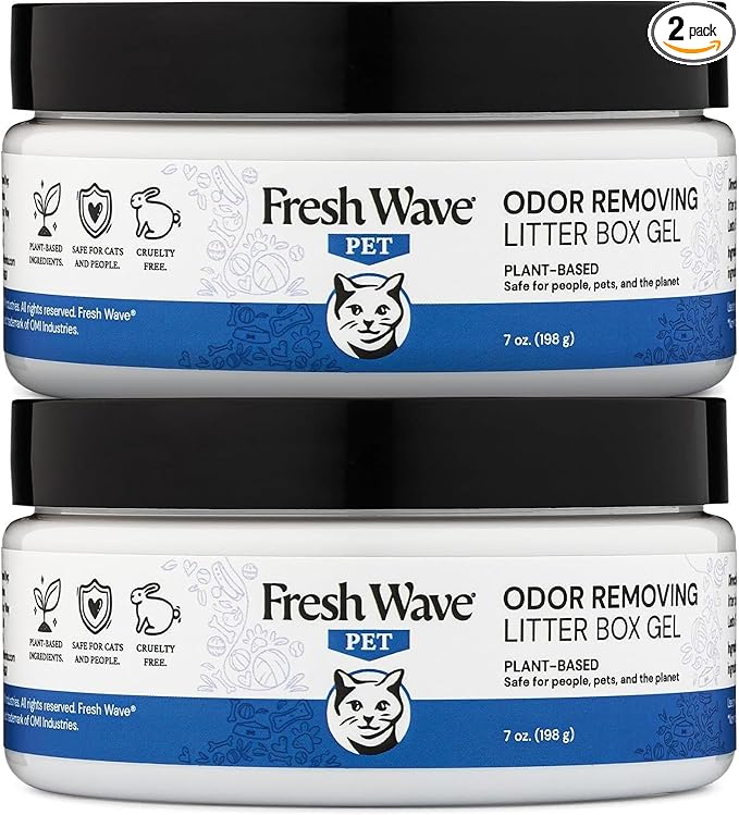 Fresh Wave Odor Removing Litter Box Gel, 7 oz. |Pack of 2 | Safer Pet Odor Eliminator for Home and Litter Box Area-Mewly Pet