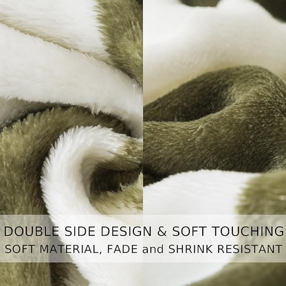 Checkered Twin Size Blanket,66x90 Inches Sage Green Microfiber Soft Cozy Fluffy Warm Hand Made Throw Blankets for Twin/Twin XL Extra Long Bed,Couch, Sofa, Chair, Camping, Picnic,Sage Green