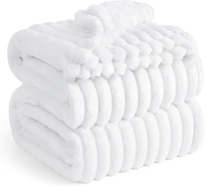 Bedsure GentleSoft Queen Blanket for Couch - Cozy Soft Blankets for Women, Cute Small Fleece Throws for Girls, White, 90x90 Inches