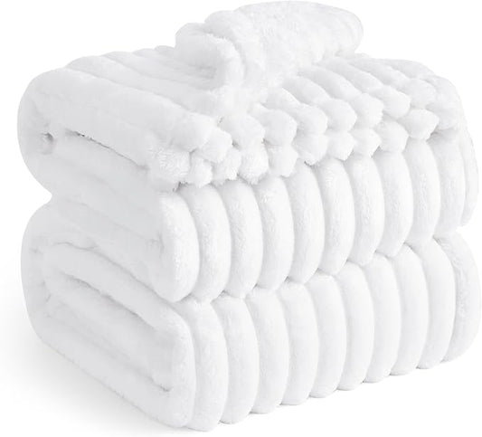 Bedsure GentleSoft White California King Size Blanket for Couch - Cozy Soft Blankets for Women, Cute Small Fleece Throws for Girls, Birthday Gifts for Women, White, 102x96 Inches
