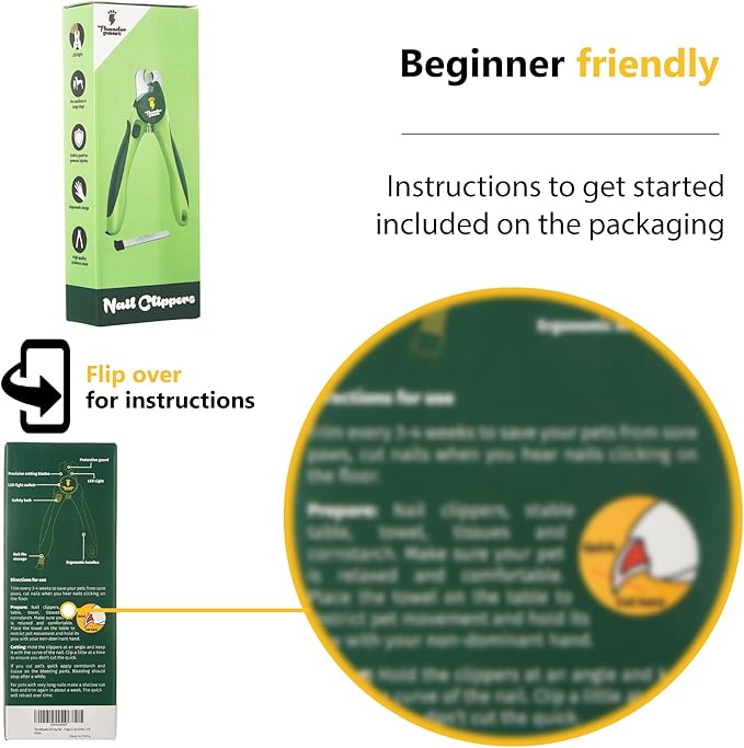 Professional-Grade Nail Clippers for Dogs Nail Trimmer with Safety Guard and Nail File - Nail Clippers for Large Dogs - Dog Nail Clipper Toenail Clippers (Green, Medium-Large (LED))-Mewly Pet