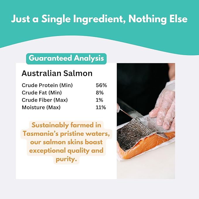 ALFIE'S TREATOS Salmon Skin Treats for Dogs & Cats (2.65 oz), Air-Dried Fish Skin Dog Treats, Omega-3 Food Topper & Training, Single Ingredient, Freeze-Dried Alternative-Mewly Pet