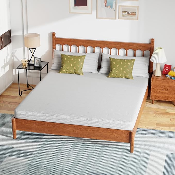 PayLessHere 5 inch Memory Foam Mattress Cooling Gel Green Tea Infused Mattress,Fiberglass Free,CertiPUR-US Certified,Cooler Sleep Supportive & Pressure Relief,White California King