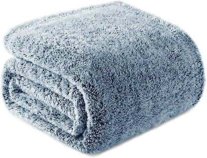 Exclusivo Mezcla Plush Fuzzy Fleece Bed Blanket King Size, Super Soft, Fluffy and Warm Blankets, Suitable for All Seasons (Mixed Teal, 90x104 Inches)