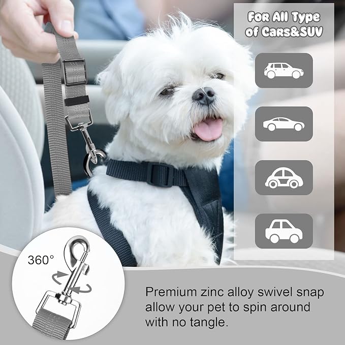 BWOGUE 2 Packs Dog Cat Safety Seat Belt Strap Car Headrest Restraint Adjustable Nylon Fabric Dog Restraints Vehicle Seatbelts Harness-Mewly Pet
