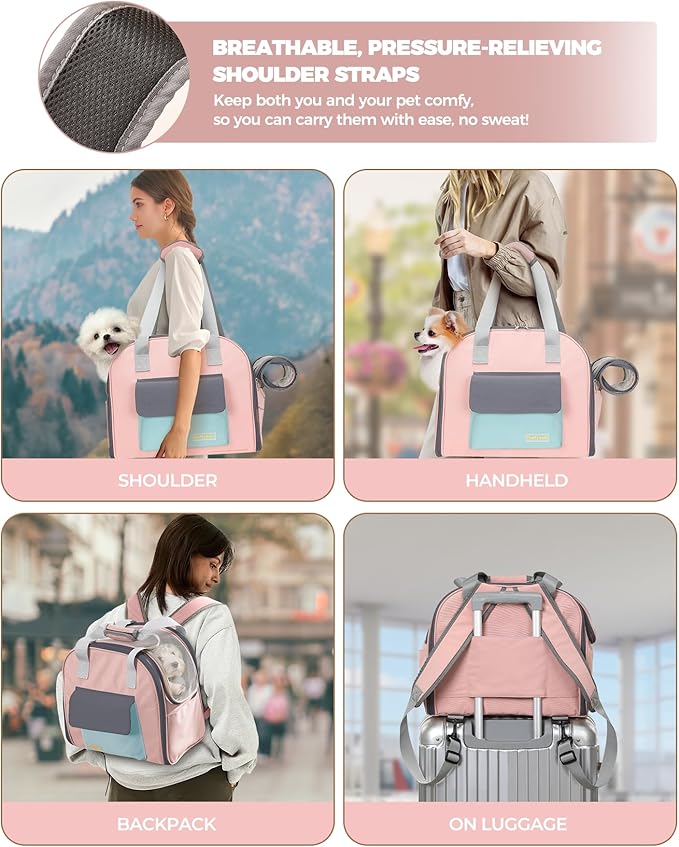 Expandable Pet Carrier Backpack, Cat Carrier Backpacks with Breathable Mesh for Cats Small Dogs Puppies Up to 25 Lbs Airline Approved Waterproof Travel Carrier with Safety Buckle for Hiking & Flights-Mewly Pet