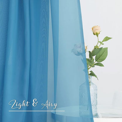 NICETOWN Turquoise Window Scarf Valances, Voile Sheer Scarf for Draping, Party Curtains for Bed Canopy/Birthday/Revelry, W60 x L216, 2 Panels