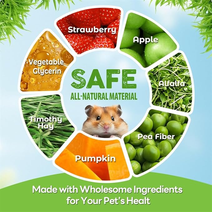 TEEWY 3PCS Guinea Pig Toys, Prevent Teeth Overgrowth, Natural Vegetables and Timothy Grass, Hamster Chew Toys, Guinea Pig Chew Toys, Chinchilla Toys, Donut-Shaped-Mewly Pet