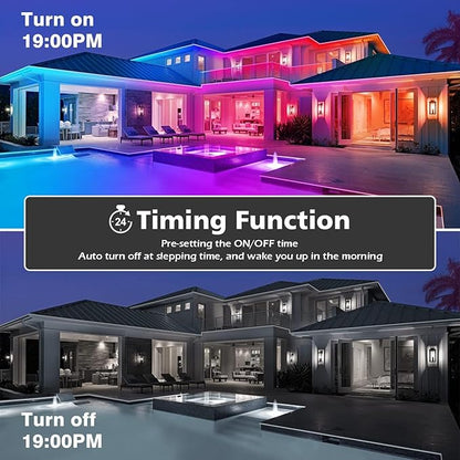 50Ft Outdoor LED Strip Lights Waterproof,Music Sync RGB IP68 Outside Led Light Strips Waterproofs with App and Remote,Exterior Led Rope Lights Waterproof for Deck,Balcony,Roof,Garden,Pool