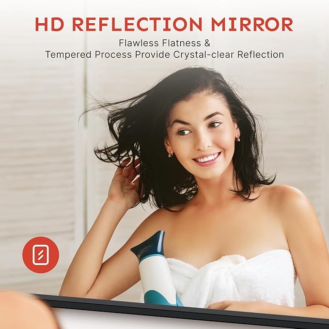 Kosmonia 40x30 Bathroom Vanity Mirror for Wall, Aluminum Framed, Farmhouse Rectangle, Anti-Rust, HD Reflection Anti-Desilvering, Distortion Free, Tempered and Shatter-Proof Wall Mounted Mirror, Black