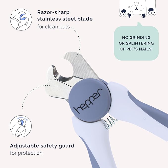 Hepper Cat Nail Clipper Kit - Small and Large Sharp Cat Claw Clippers with Added Nail File and Storage Pouch - Cat Nail Clippers with Safety Guard and Lock - Professional Cat Manicure …-Mewly Pet