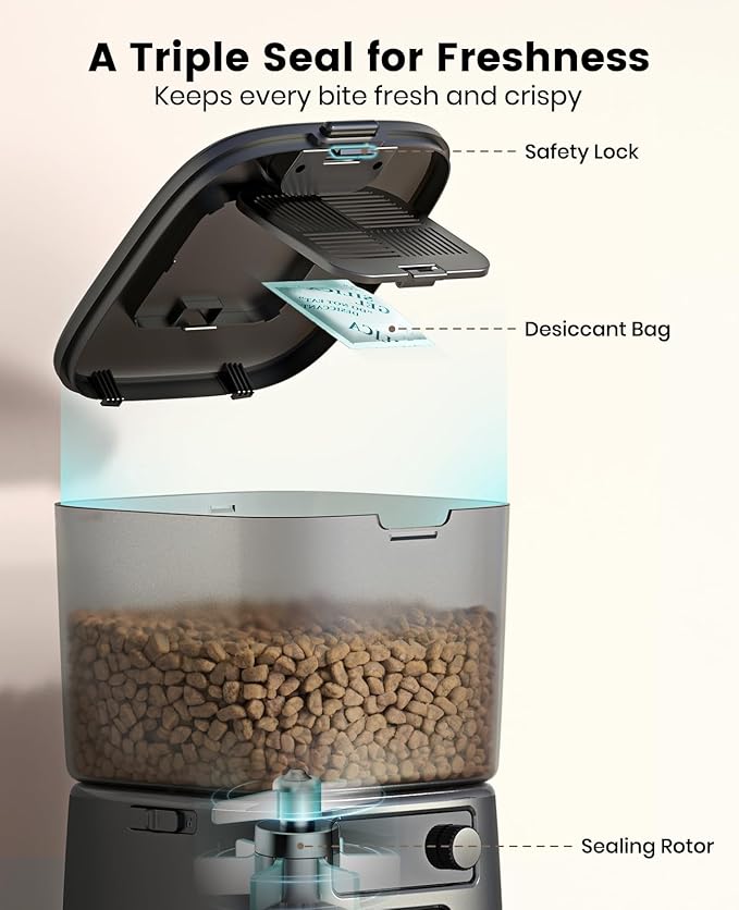 oneisall Automatic Cat Feeder, WiFi Cat Food Dispenser with App Control, Auto Cats Feeder Automatic for Dry Food, Smart Pet Food Dispenser with Portion Control for Small Pets Indoor-Mewly Pet