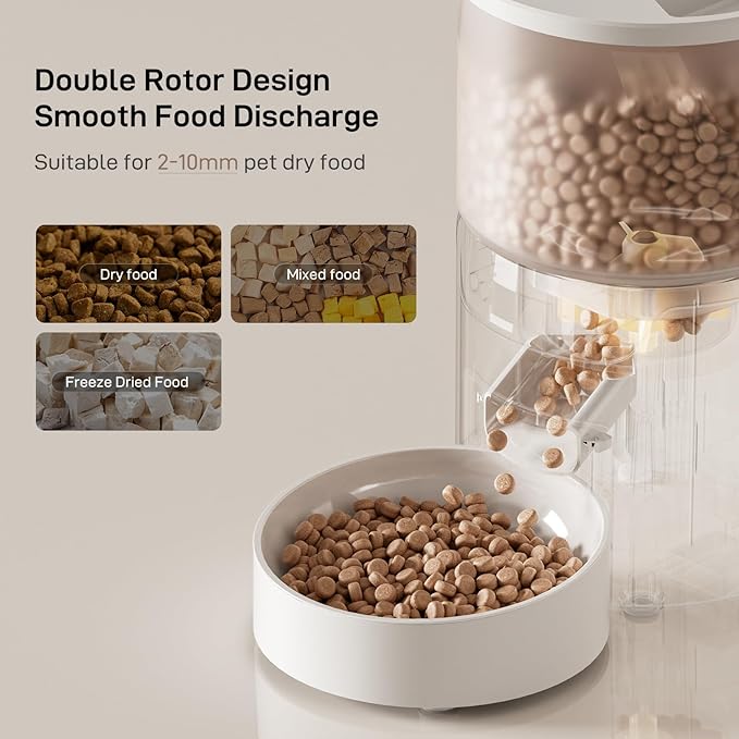Automatic Cat Feeder: 3L Auto Food Dispenser with Timed Feeding| 6 Meal Programmable& 1-20 Portion Precise Control- Easy to Clean & Setup for Cat Indoor| Desiccant Bag Keep Food Fresh-Mewly Pet