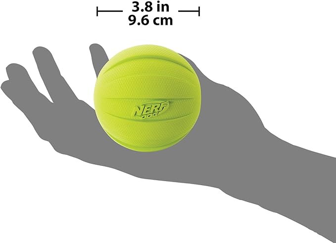 Nerf Dog Rubber Ball Dog Toy with Squeaker, Lightweight, Durable and Water Resistant, 4 Inch Diameter for Medium/Large Breeds, Single Unit, Green-Mewly Pet