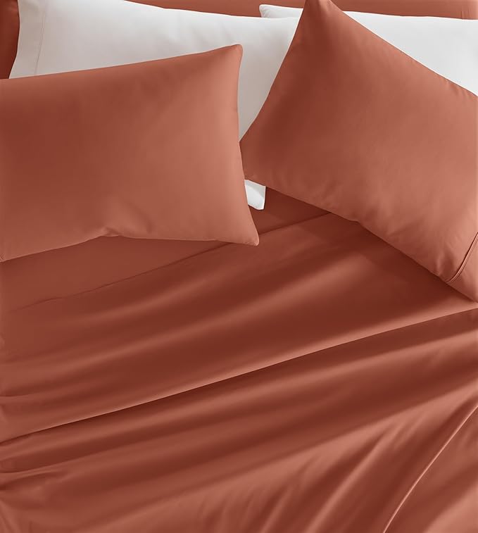 Linen Market Bed Sheets for King Size Bed (Clay) - Sleep Better Than Ever with These Soft and Cooling King Sheets - Deep Pocket Fits 16" Thick Beds - 4 Piece King Sheet Set