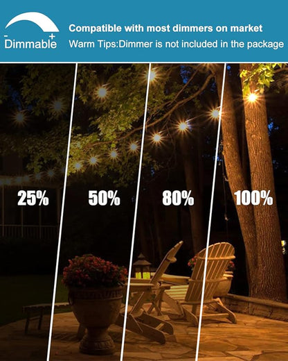 Lightdot 96FT (2x48FT) Outdoor Led Patio Lights, ETL Listed Led String Lights with Shatterproof Edison Vitage Bulbs, Commercial Grade Hanging Light for Patio Cafe Bistro Backyard