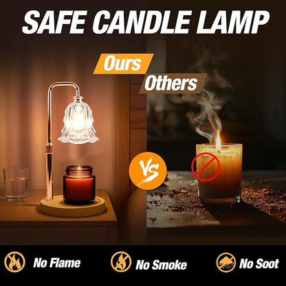 Candle Warmer Lamp with Timer and Dimmer, Electric Wax Warmers for Scented Candles with 5 Brightness Settings, Anti-Glare Lamp with Adjustable Height, Home Decor, Gift for Christmas, Birthday