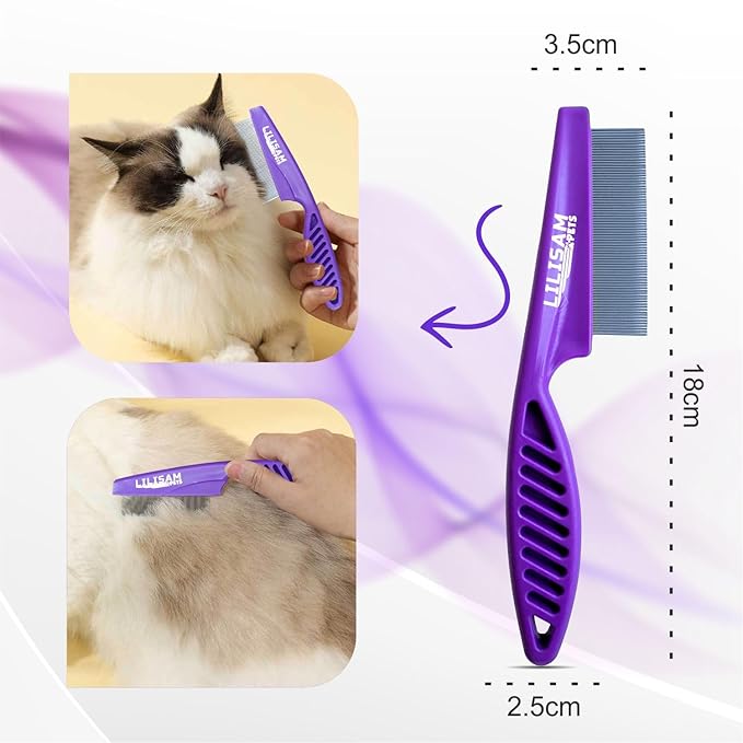 Pet Self Cleaning Slicker Brush and Grooming Comb - Gently Removes Loose Hair, Tangles, and Dirt - Skin Friendly Deshedding Grooming Tool for Hair Dogs & Cats - Pet Supplies Accessories (Purple)-Mewly Pet
