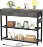 Ecoprsio Entryway Table with Outlets and USB Ports, Small Console Table with 2 Drawers, Sofa Table with Storage Shelves for Living Room, Couch, Hallway, Foyer, Kitchen Counter, 32'', Grey Oak