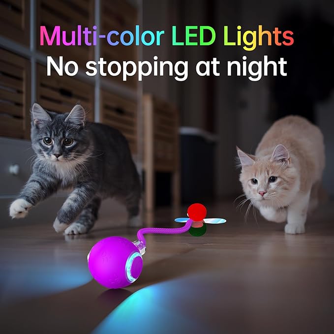 Interactive Cat Toys for Indoor Cats - Kitten Toy with Speedy Tail 2.0, Automatic Cat Toys for Bored Indoor Adult Cats, Motion-Activated, 2025 New Upgraded, USB Rechargeable (Purple)-Mewly Pet