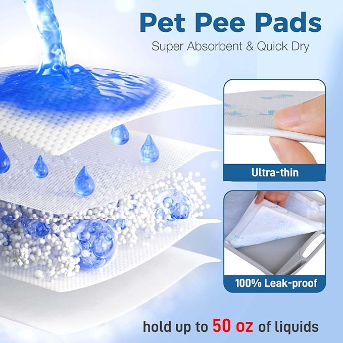 Cat Pads 50 ct Super Absorbent Pet Pee Pads Compatible with Tidy Cats Breeze Litter System 16.9x11.4 Inch Litter Pad for Litter Box-Mewly Pet
