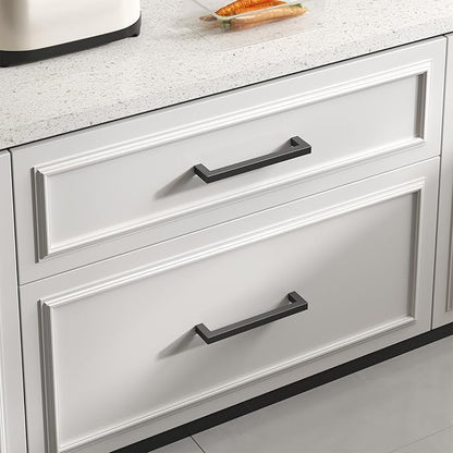 goldenwarm 60 Pack 8-4/5 Inch Black Cabinet Handles Matte Black Drawer Pulls Stainless Steel Cabinets Hardware Square Bar Modern for Kitchen Bathroom Cupboard