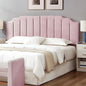 24KF Pink Teddy Fabric Tufted King Upholstered Headboard, Modern Vertical Channel Design California King Headboard with Stepped Silhouette Top Edge,6026-K-Teddy Pink