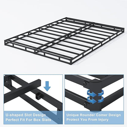 3 Inch Queen Size Box Spring, Low Profile Box Spring for Queen Bed,Heavy Duty Mattress Foundation, Metal Bed Base,Easy Assembly/Noise Free
